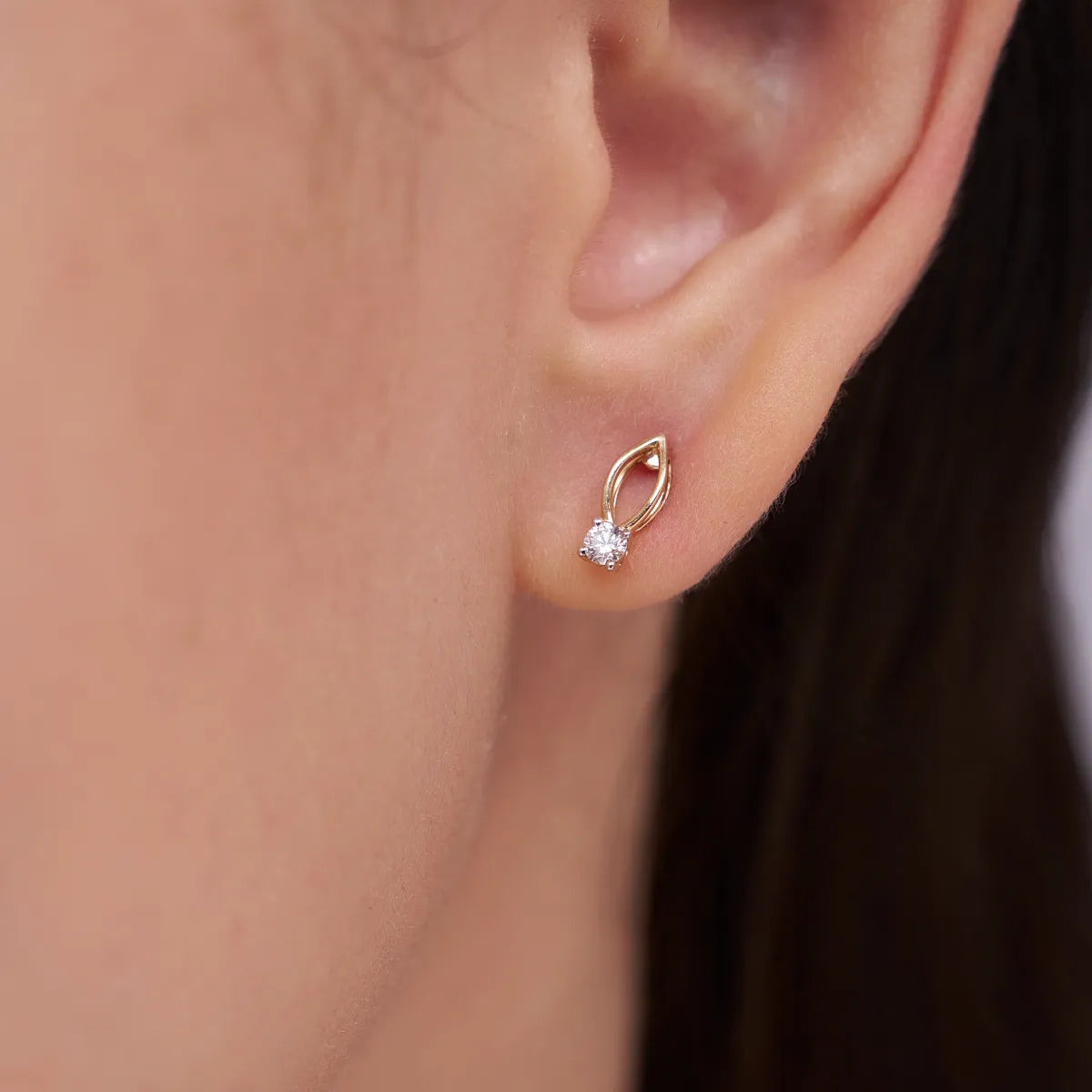 Leaf Drop Diamond Studs