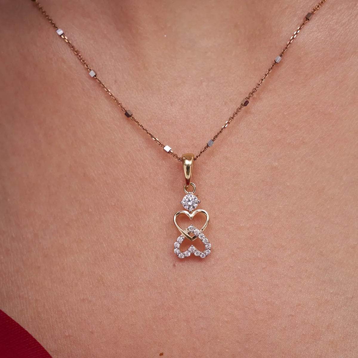 Round Diamond Heart Infinity Pendant