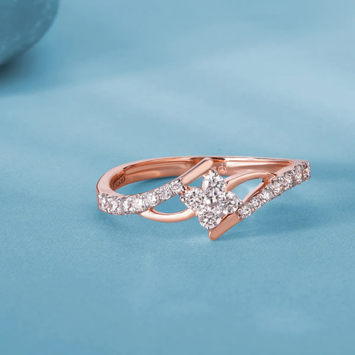 Flower Style Bypass Lab  Diamond Engagement Ring