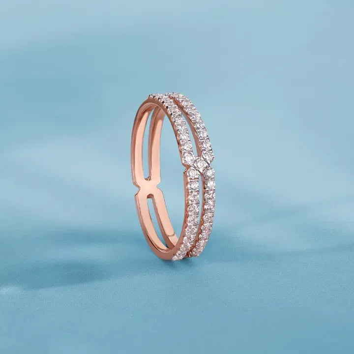 Two Line Half Eternity Lab Diamond Wedding Band