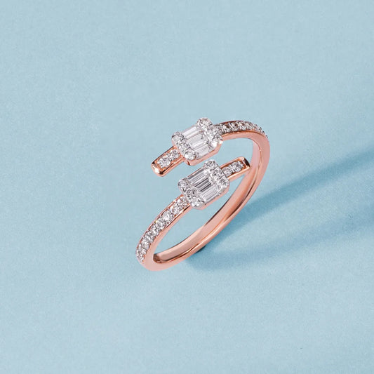 Baguette & Round Open Gape Wedding Band
