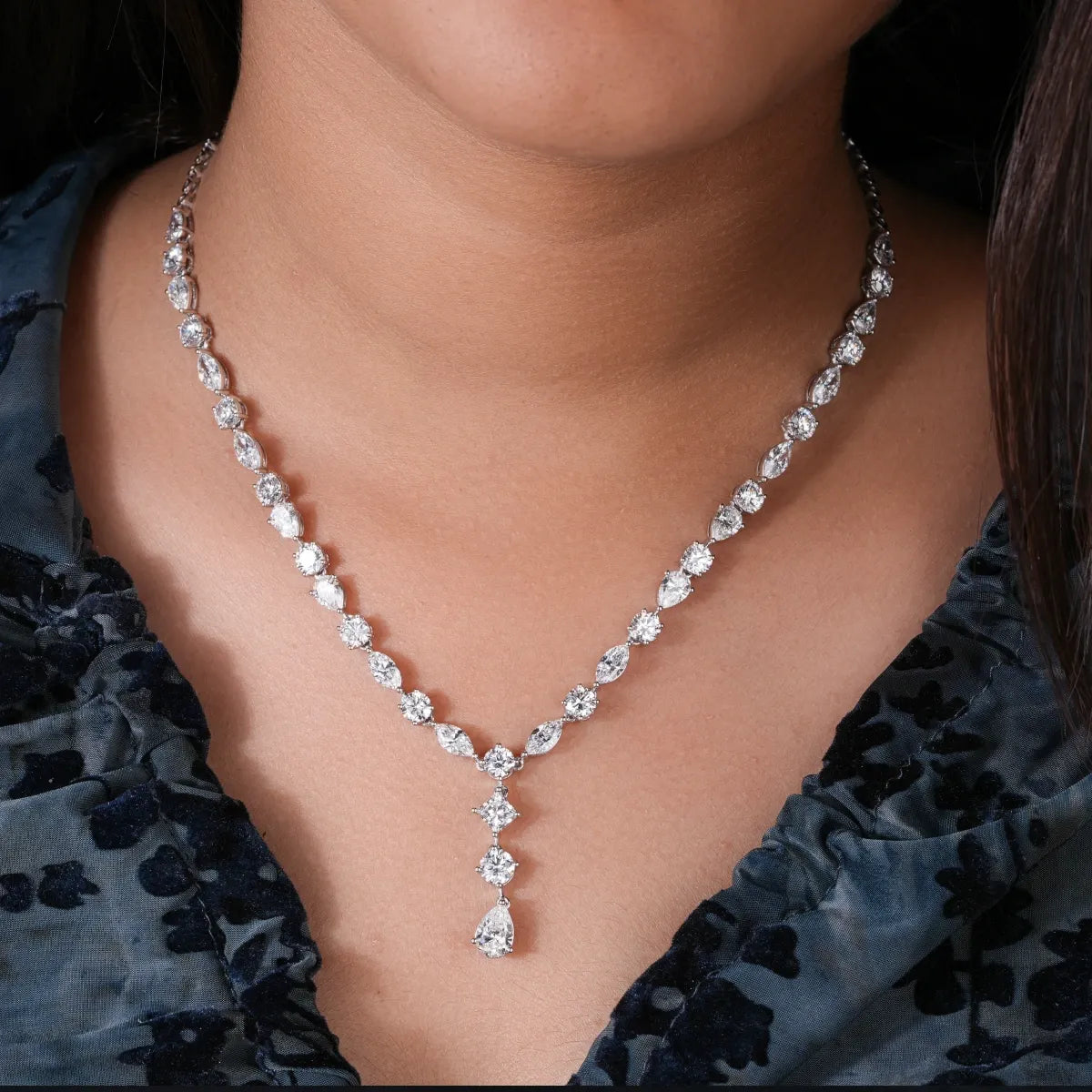Single Line Multi Stone Lab Diamond Necklace