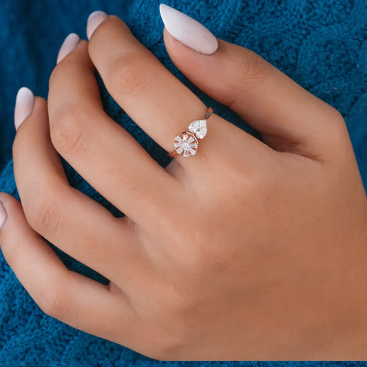 Toi Et Moi Flower Style And Multi Shape Diamond Ring