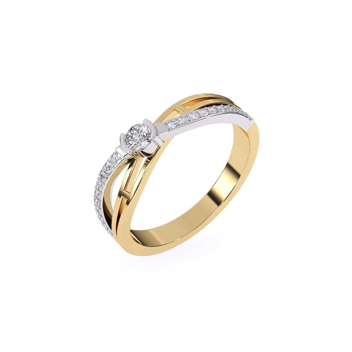 Antique Crossover Diamond Ring in Rose Gold And White Gold