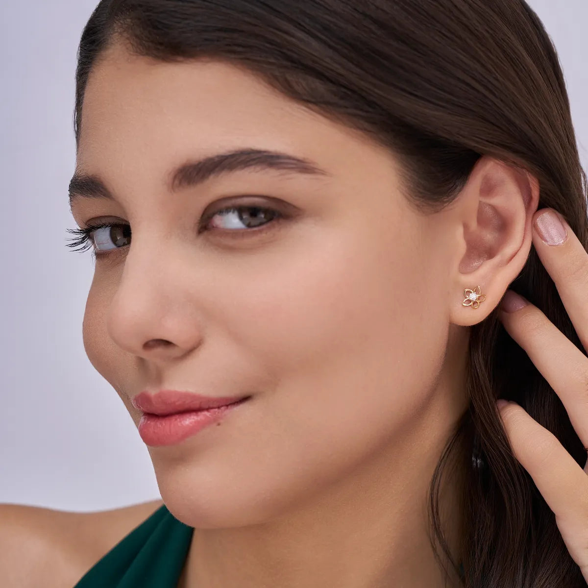 Round Floral Diamond Studs