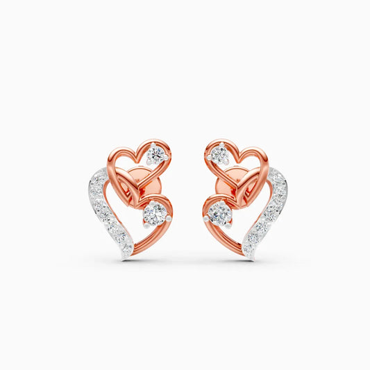 Double Heart Diamond Studs