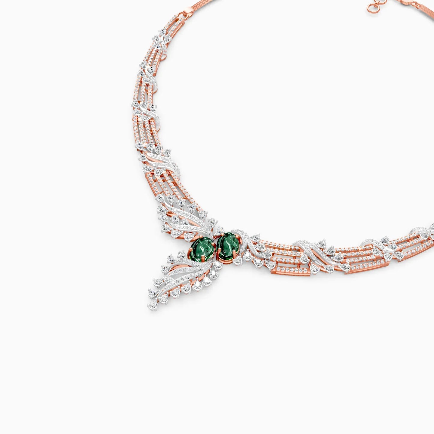 Leaf Shaped Gold Lab Diamond Necklace