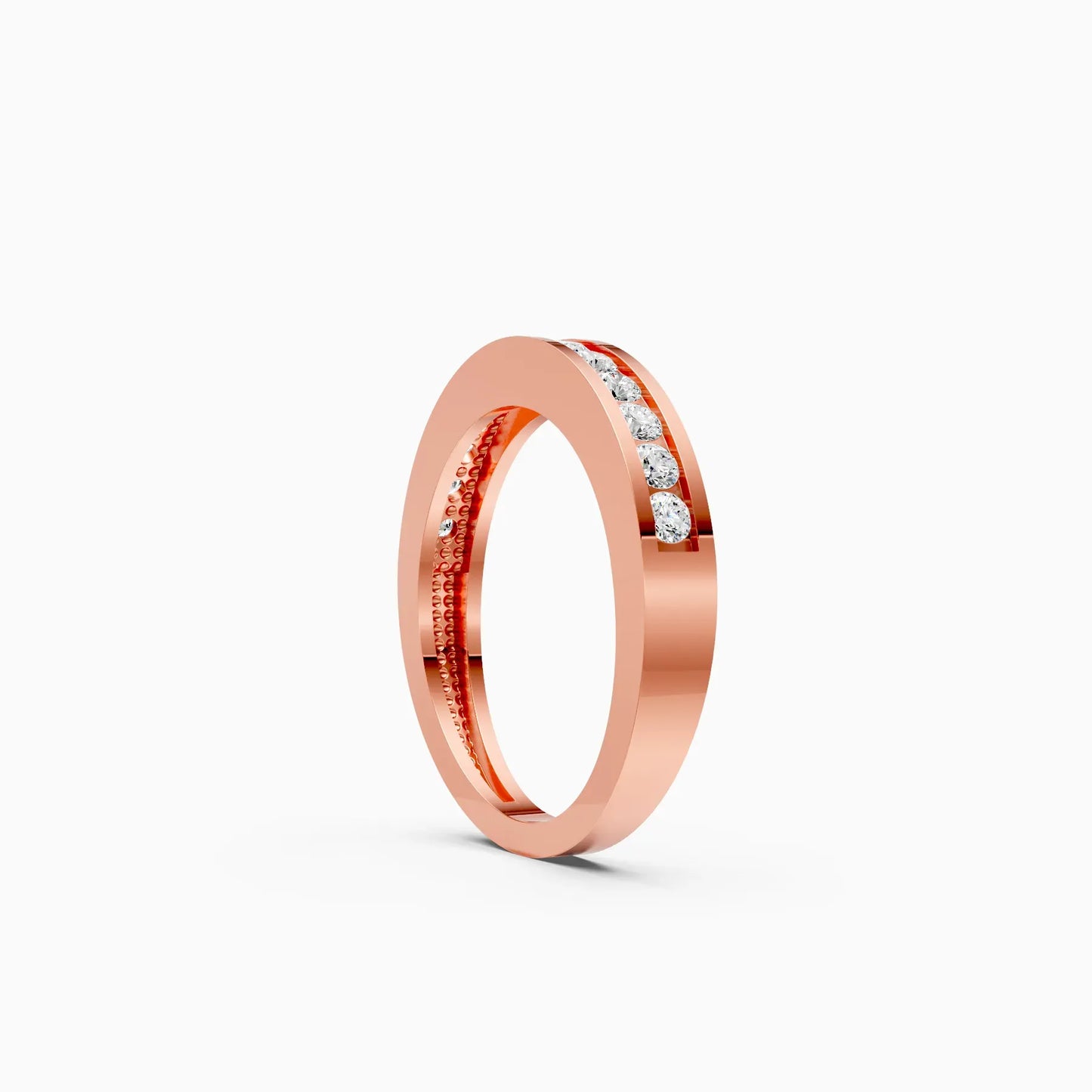 Channel Set Round Diamond Half Eternity Band