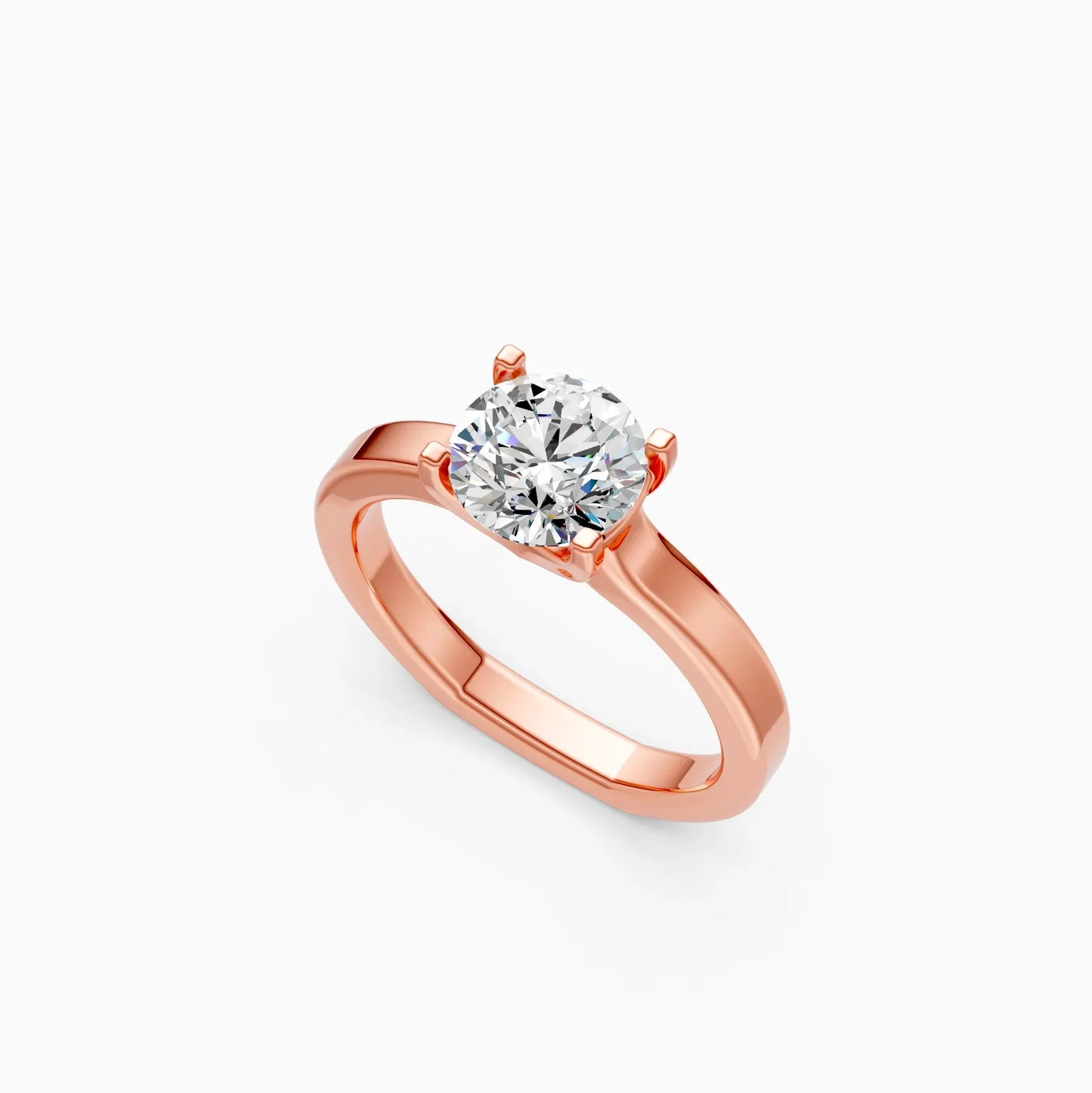 Round Four Prong lab Diamond Solitaire Ring
