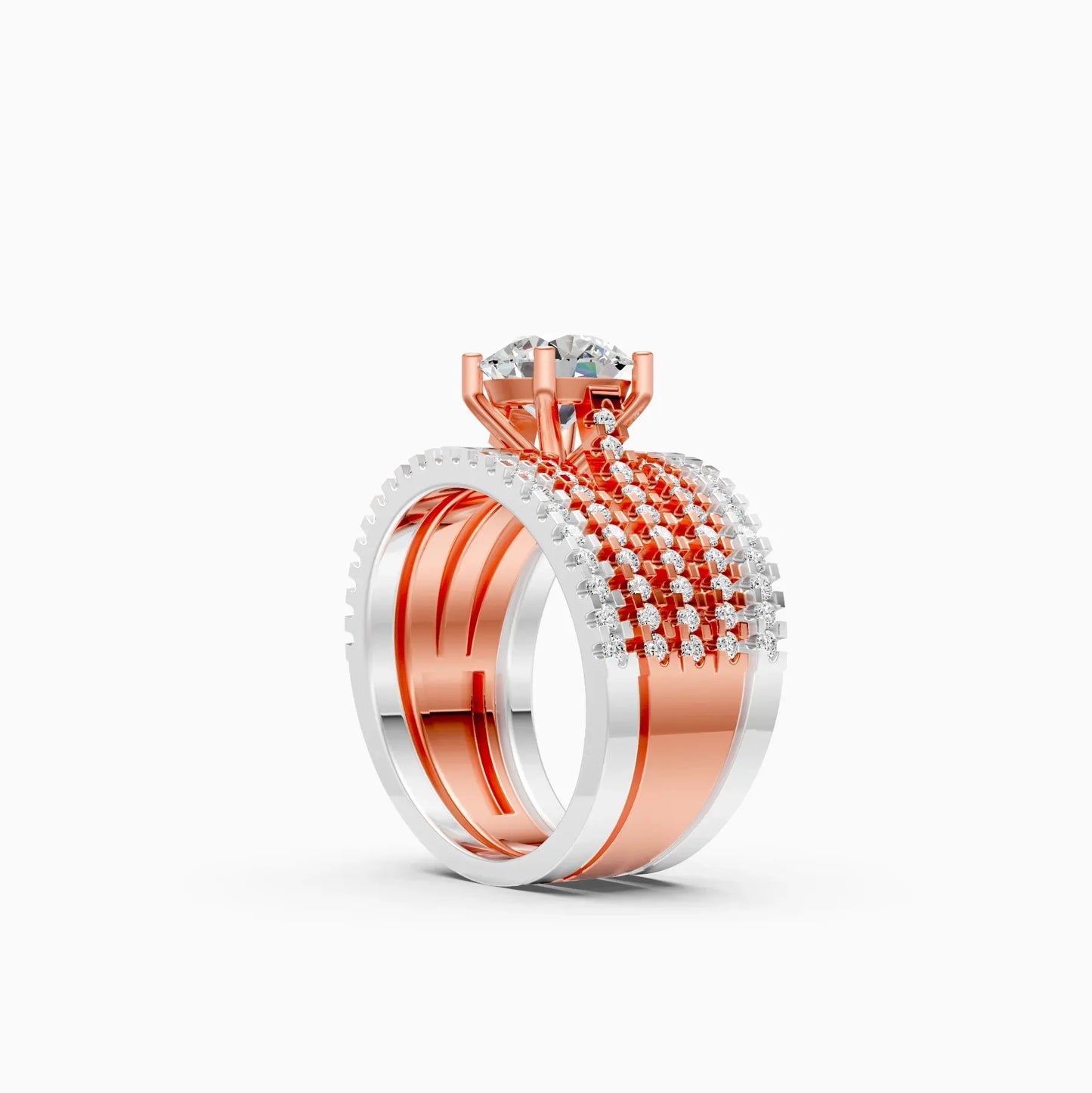 Sparkle Solitaire Five Band Engagement Ring