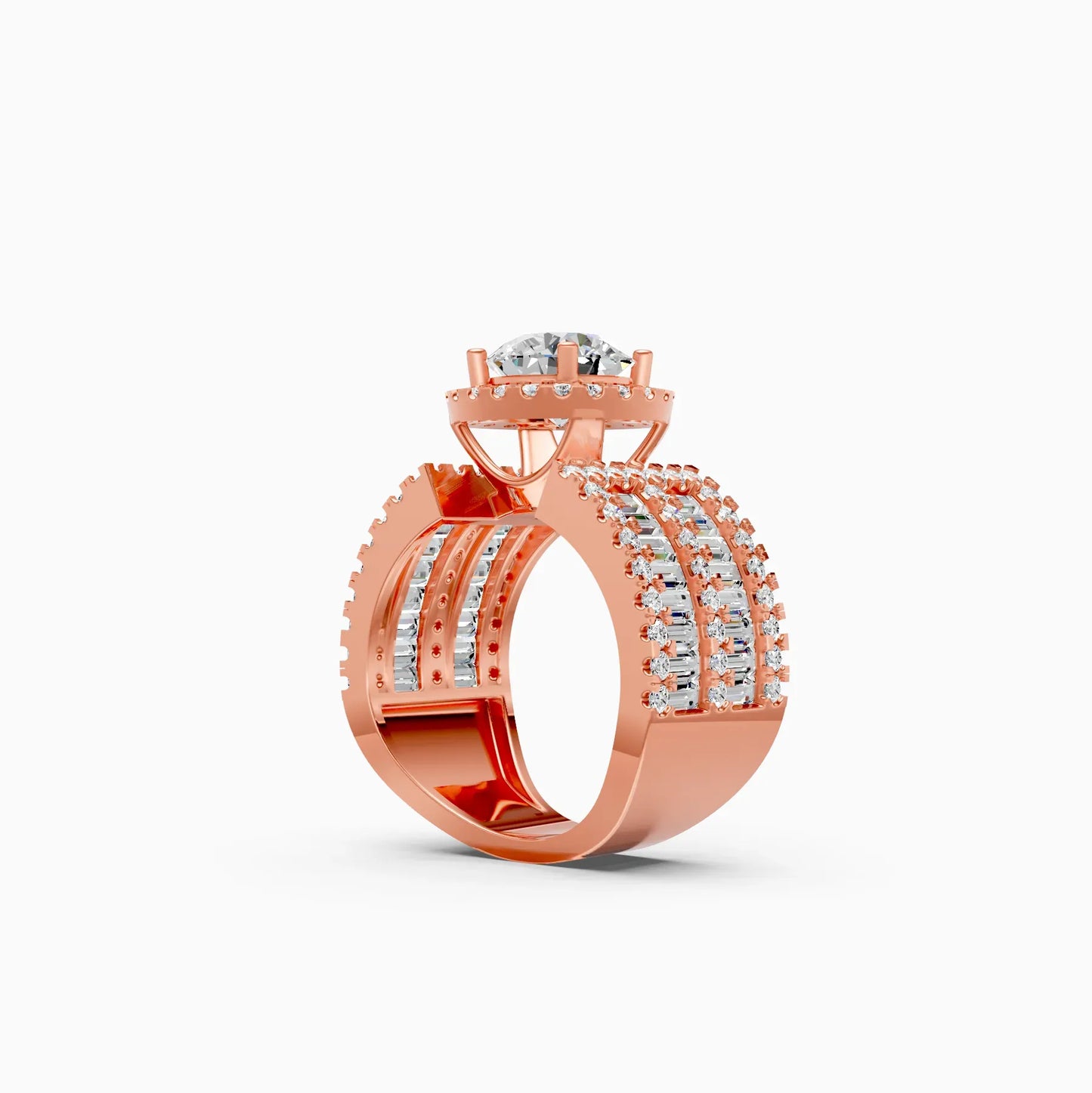 Luxury Triple Row Halo Diamond Ring