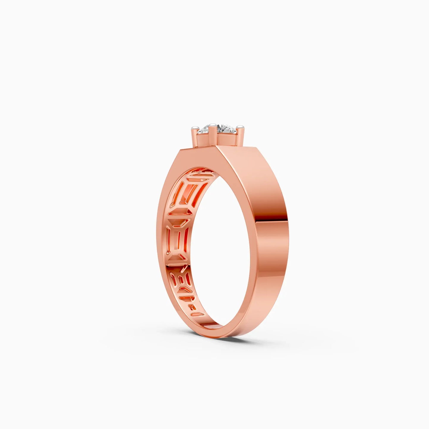 Round Lab Diamond Men's Solitaire Ring