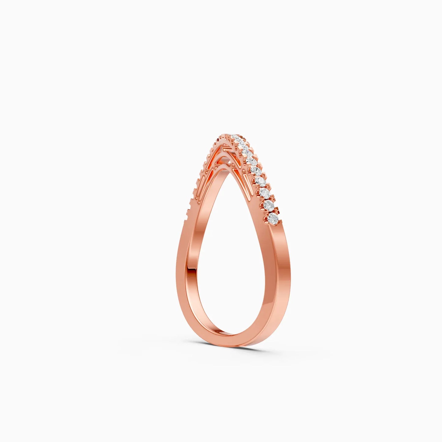Minimalist Curve Shape Lab-Diamond Band Ring