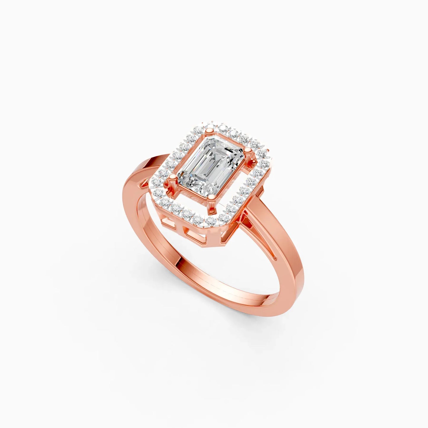 Graceful Emerald Cut Diamond Engagement Ring