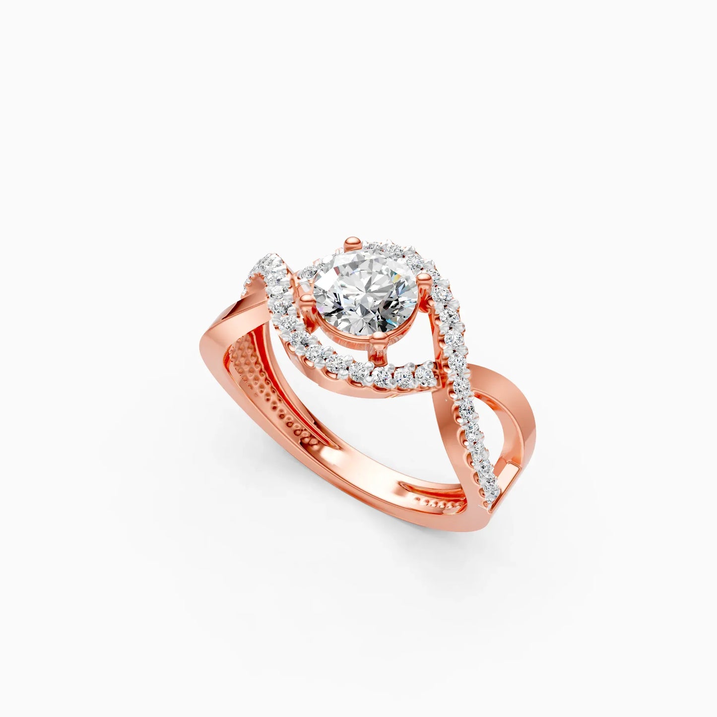 Spiral Cross Solitare Diamond Ring