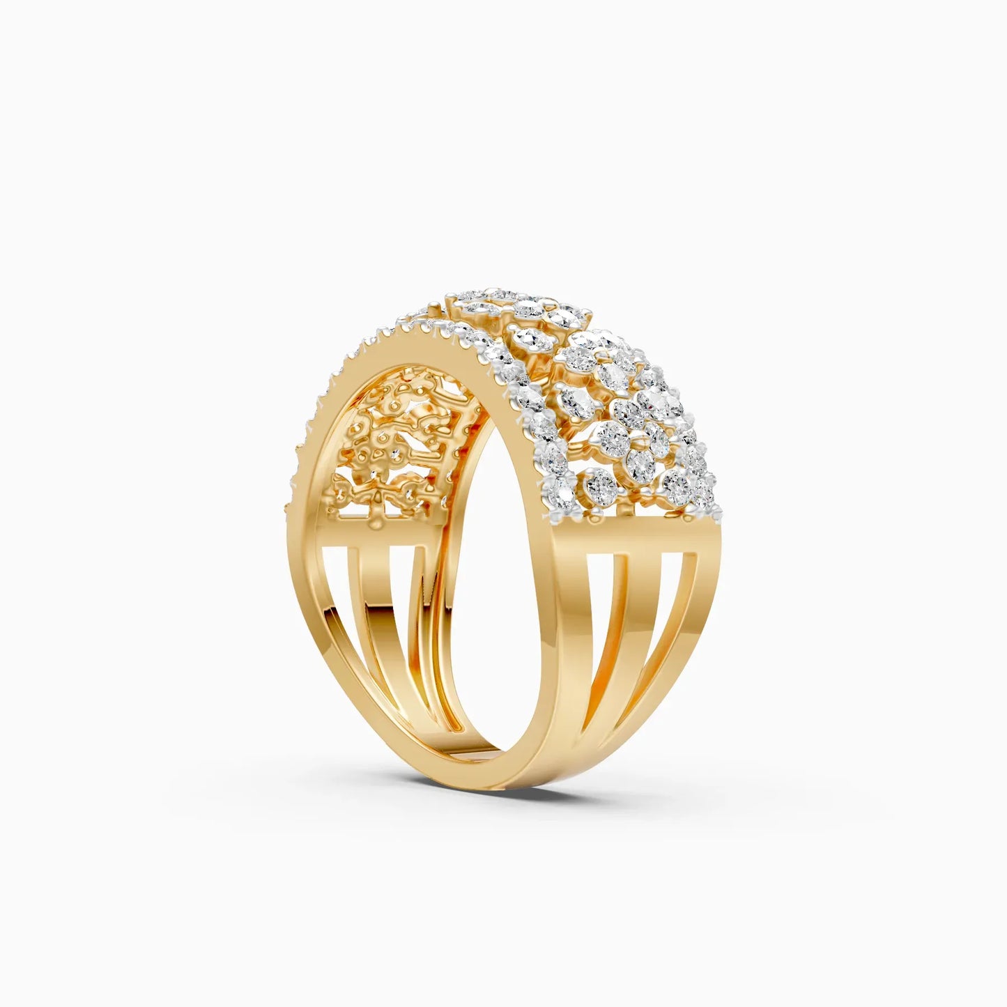 Cluster Broad Multi Diamond Ring