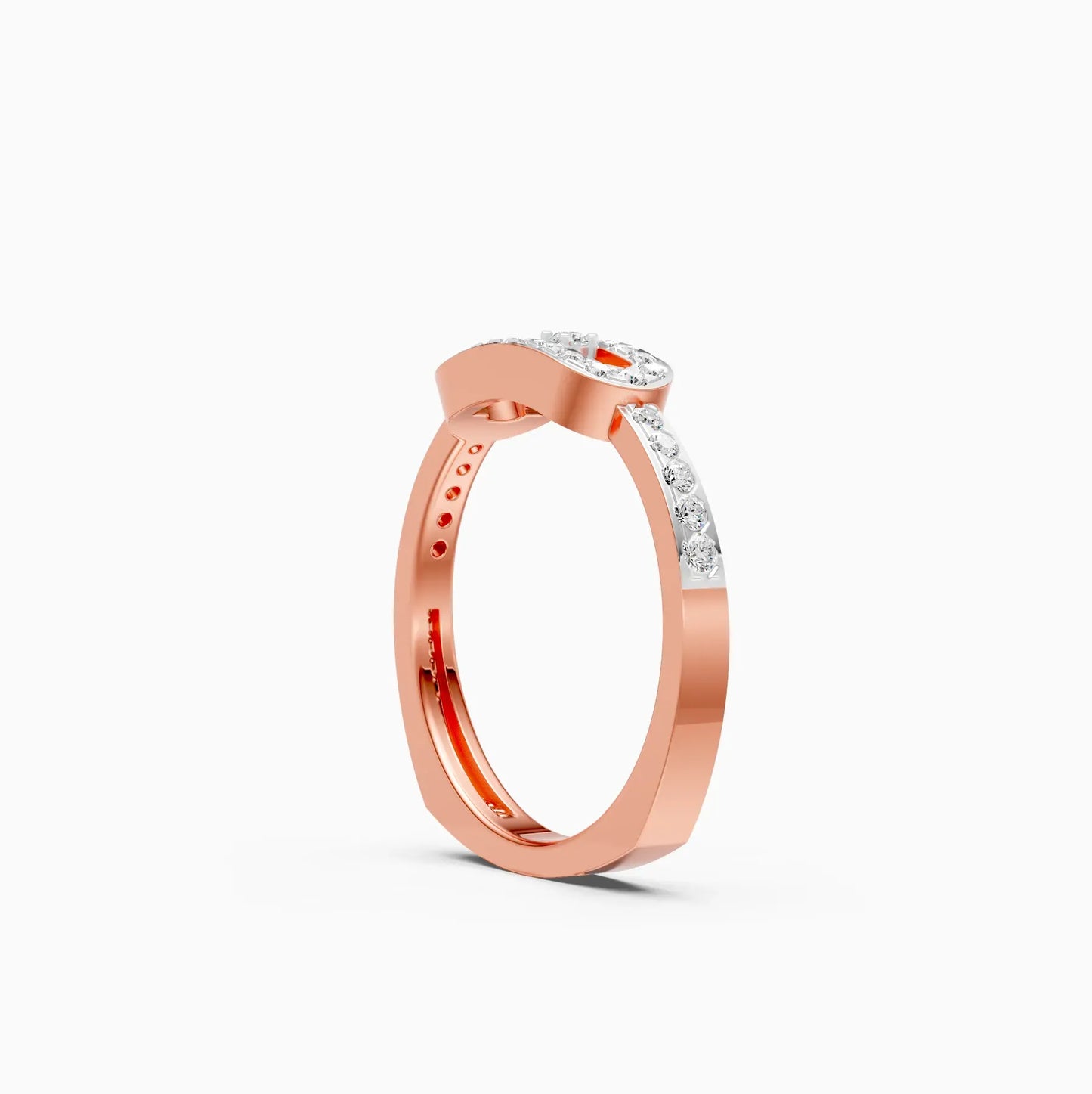 Round lab Grown Diamond Open Hexagon Ring
