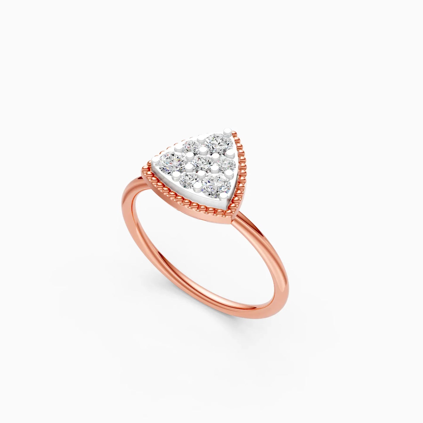 Elegant Two Tone Diamond Cluster Trillion Shape Ring