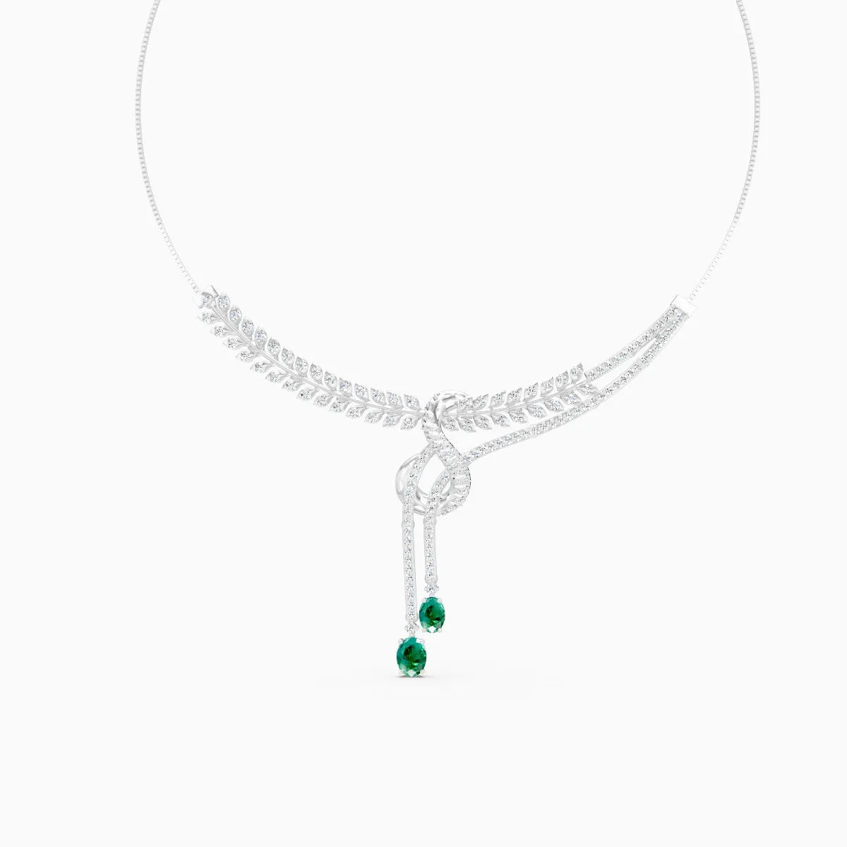 Dual Tone Floral lab Diamond Necklace Set