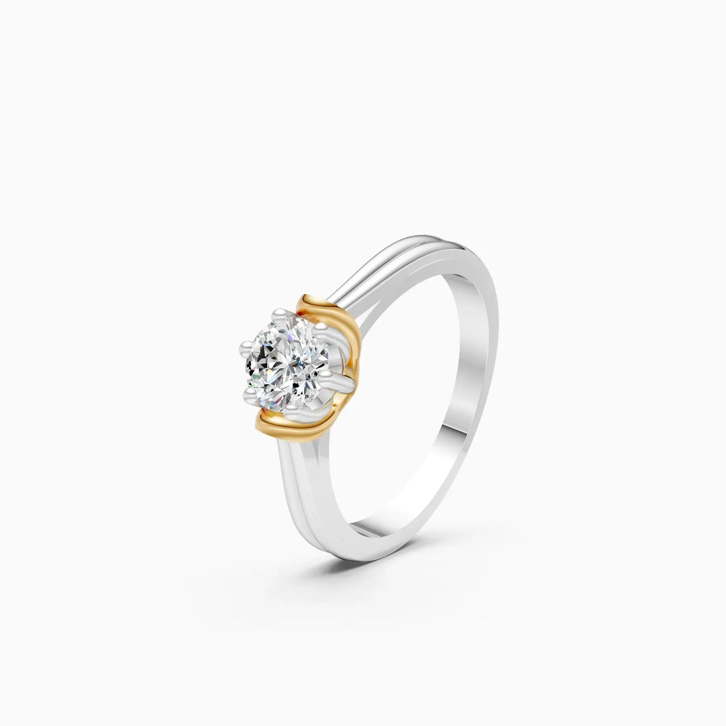 Classic Round Diamond Two Tone Ring