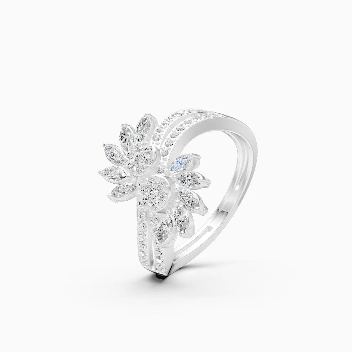 Floral Marquise Lab Grown Diamond Pave Accents Ring