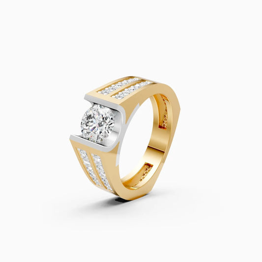 Elegant Men's Solitaire Diamond Ring With Stylistic Band