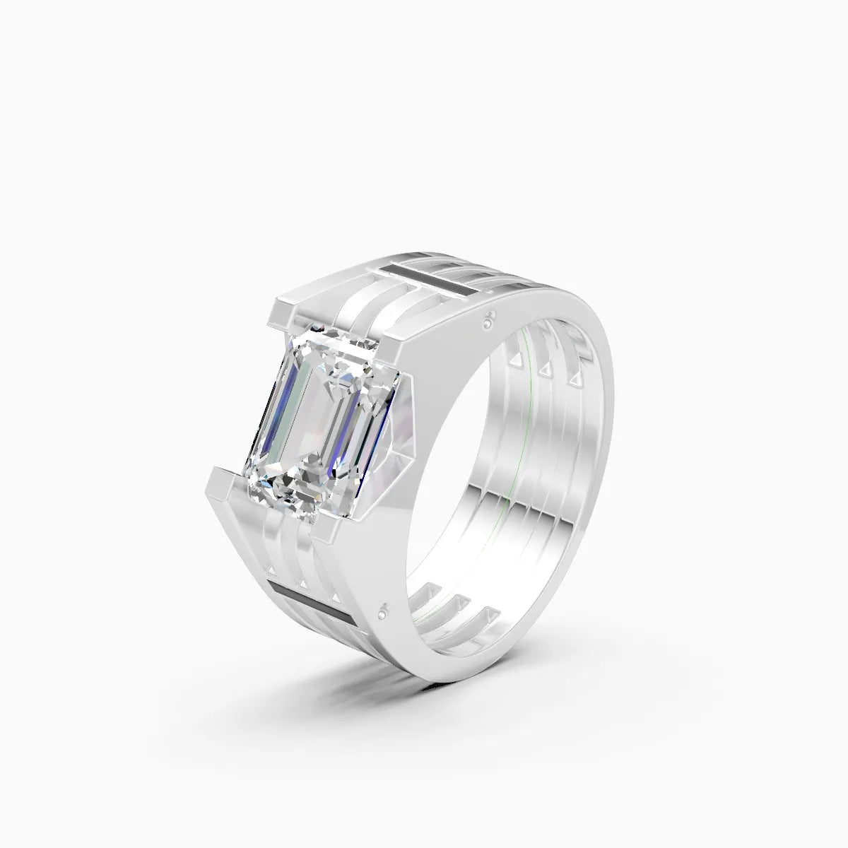 Modern Two-Tone Band with Emerald Cut Diamond Centerpiece