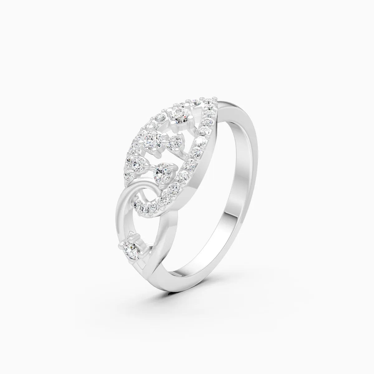 Interlink Teardrop Single Halo Engagement Ring