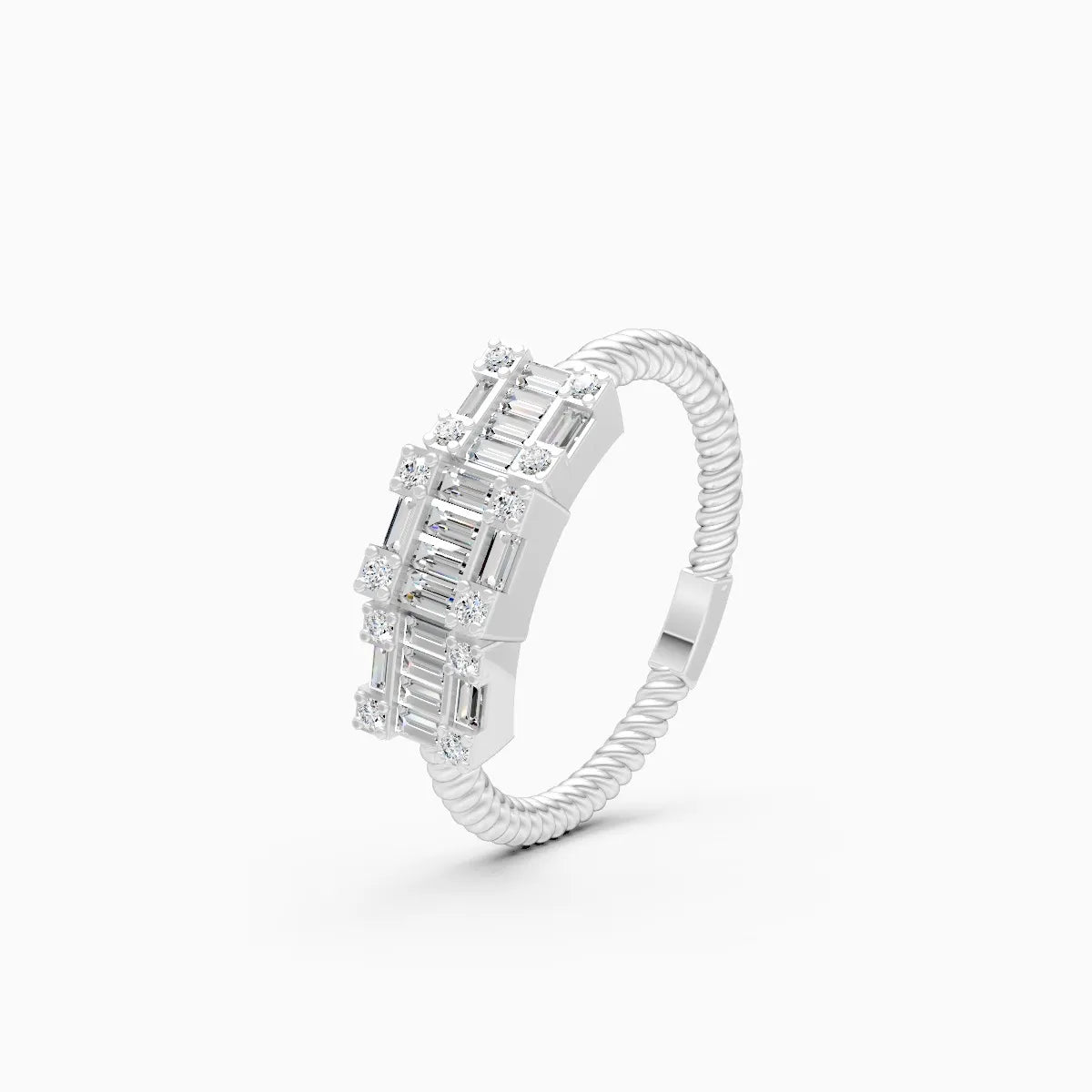Baguette Bliss Flexi Band And Twist Grid Elegance Lab Grown Diamond Ring