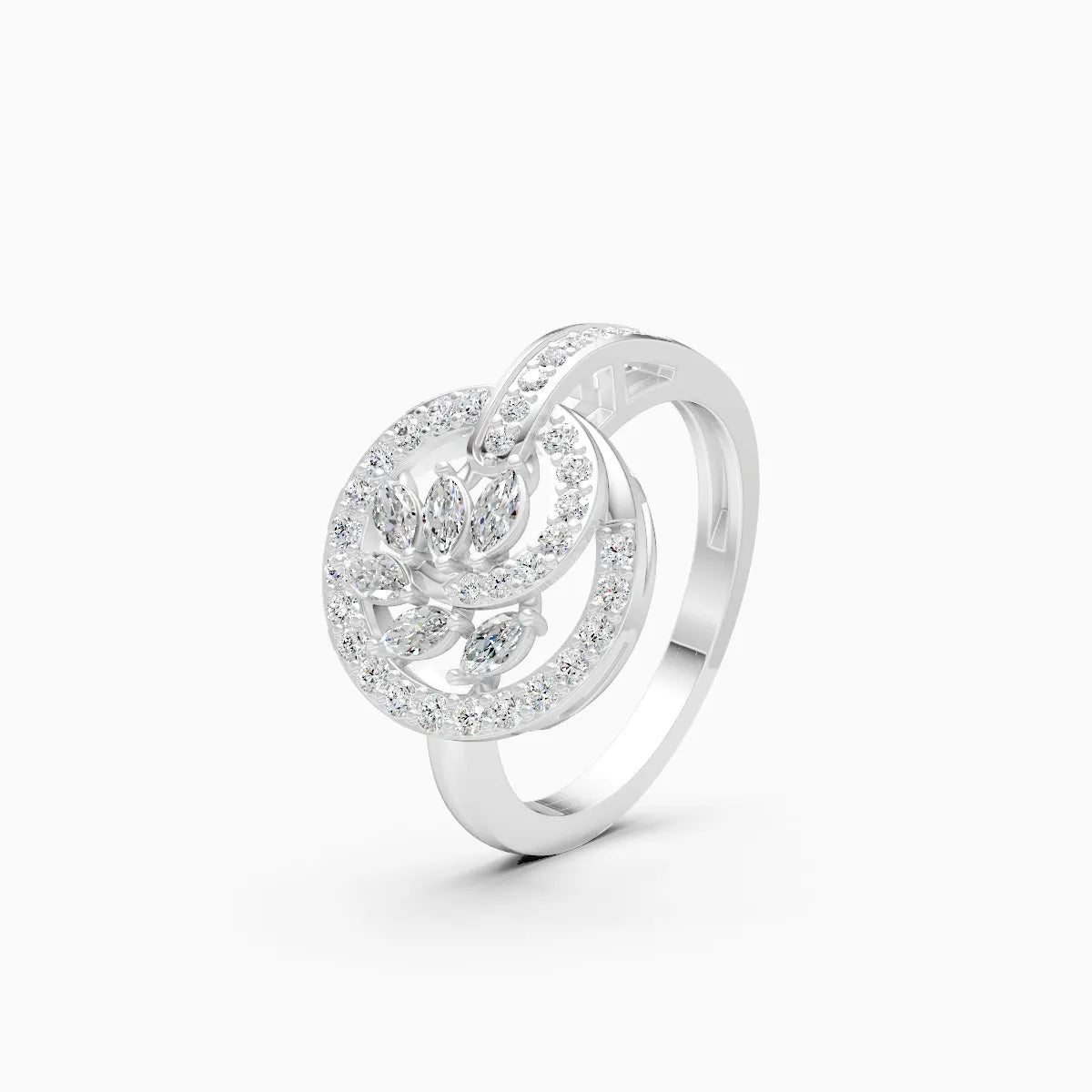 Radiant Leaf Circle Diamond Ring
