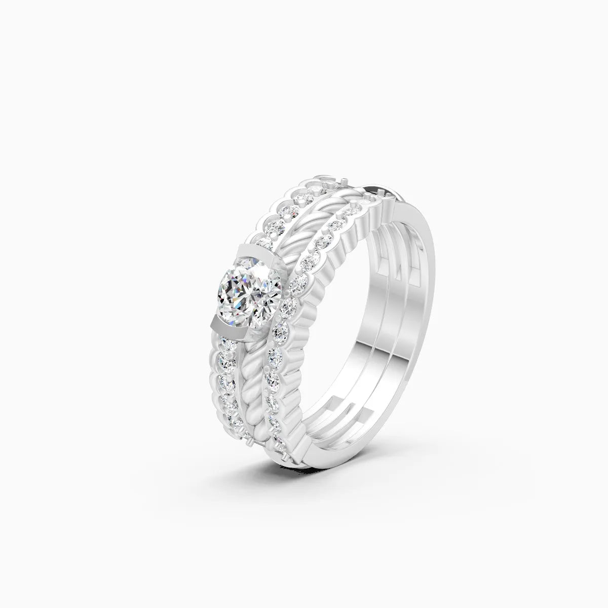 trio layered centerpiece diamond ring