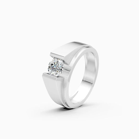 Modern Bezel Setting Men's Two-Tone Lab Diamond Ring