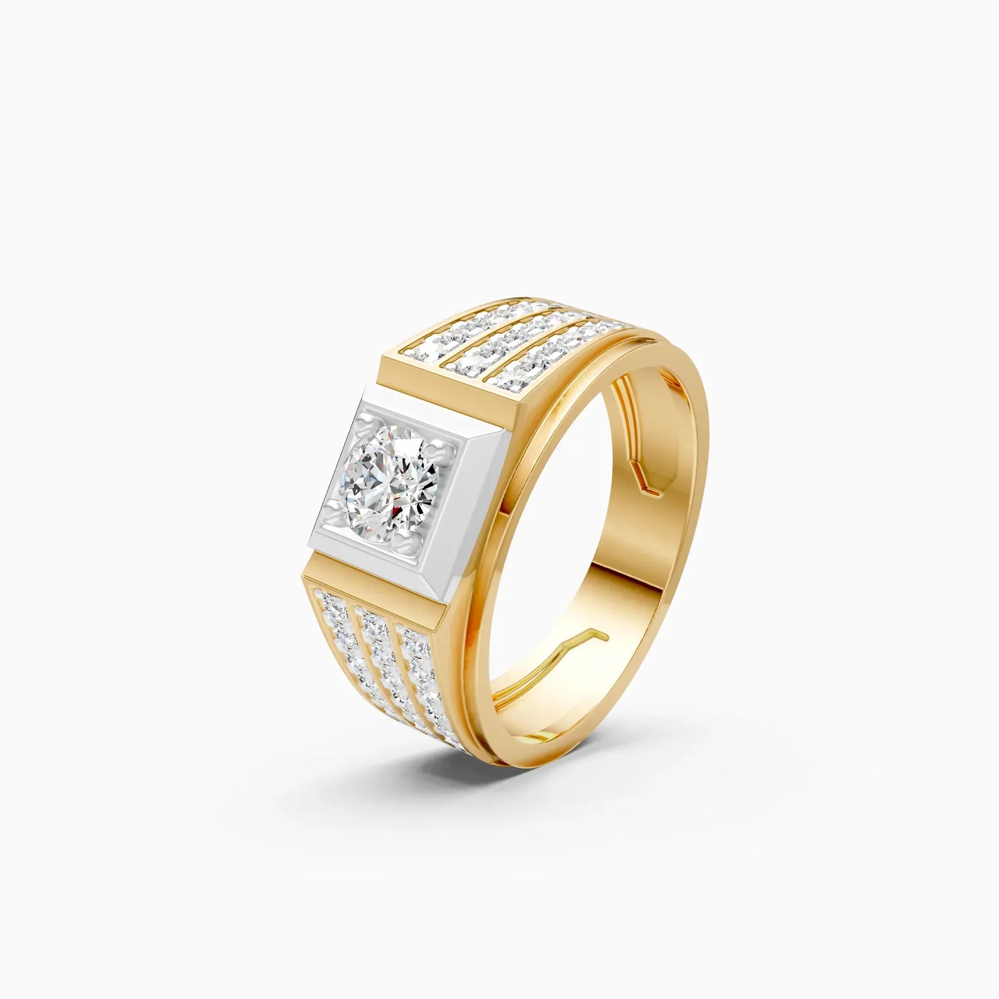 Stylish Three Row Cluster Round Lab Grown Ring