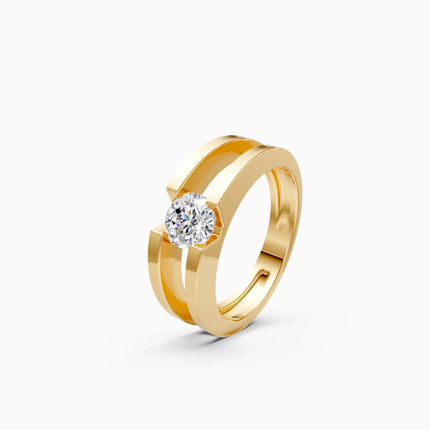 Trendy Round Solitaire Double Band Ring