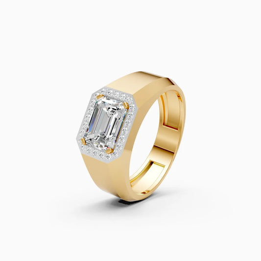 Emerald Cut Diamond Men's Ring With Side Accents