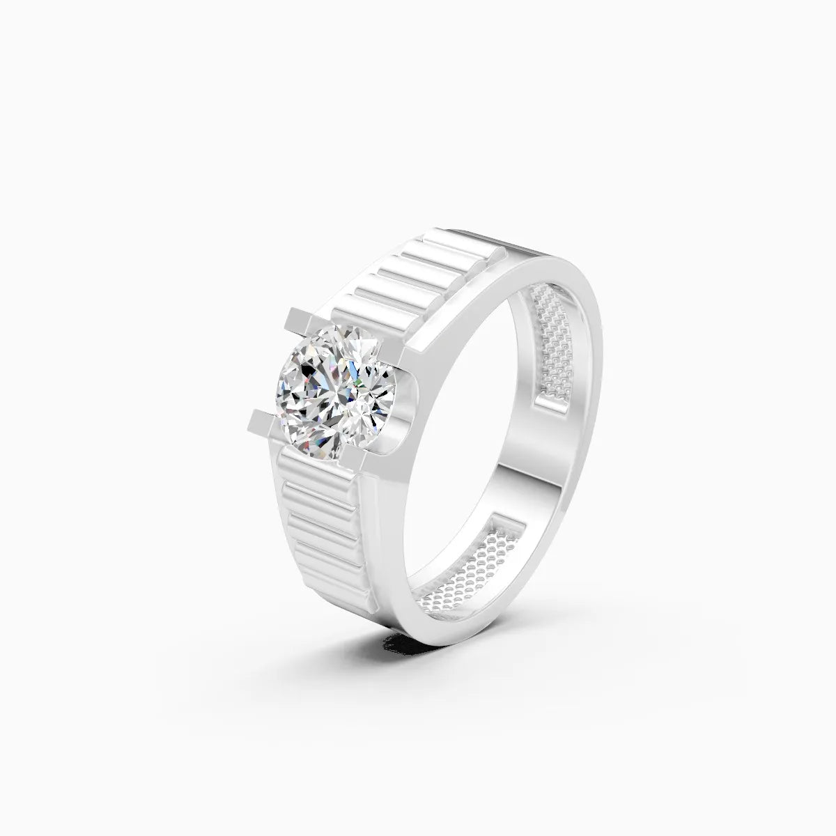 Rugged Band Men's Solitaire Diamond Ring