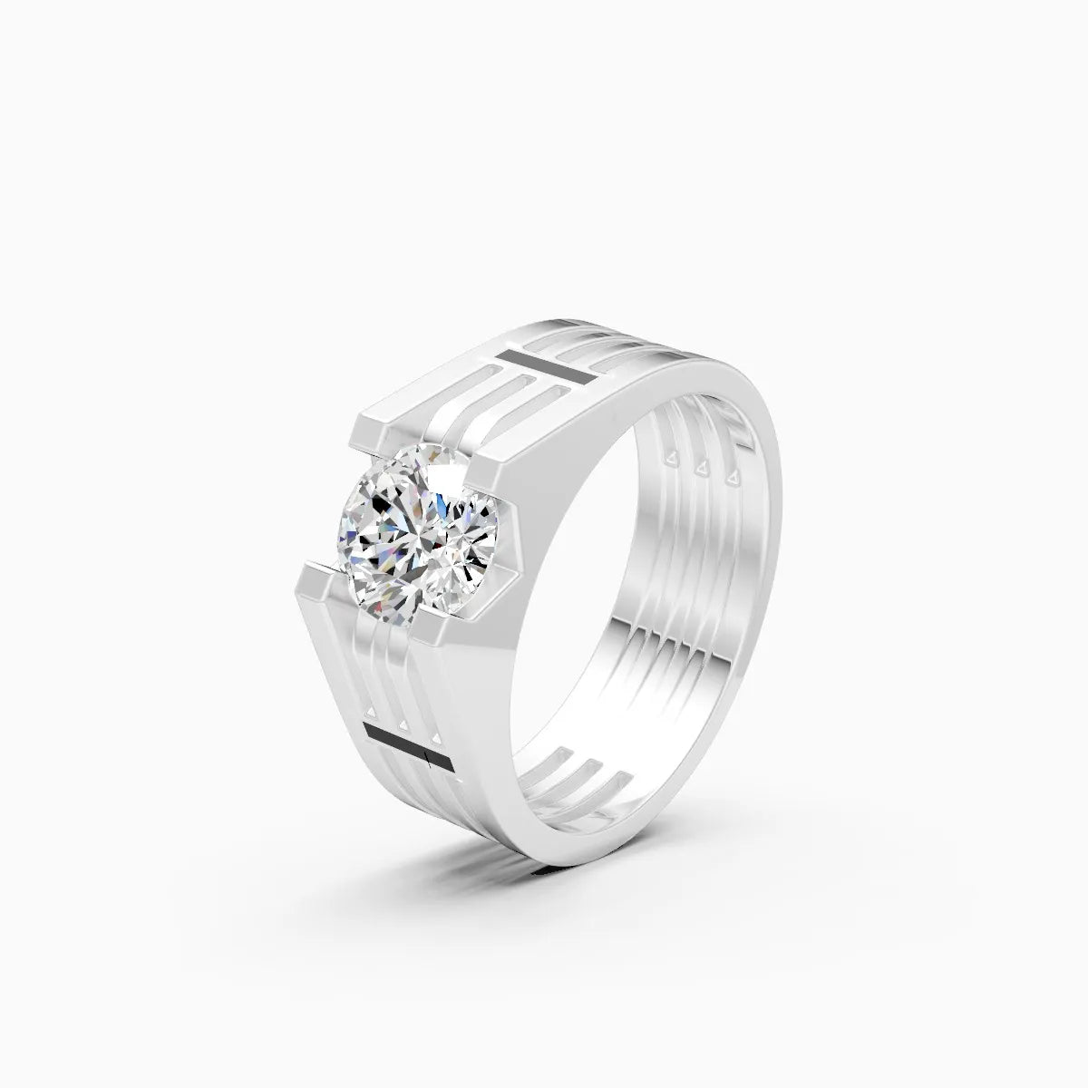 Men’s Solitaire Diamond Ring with Broad Band