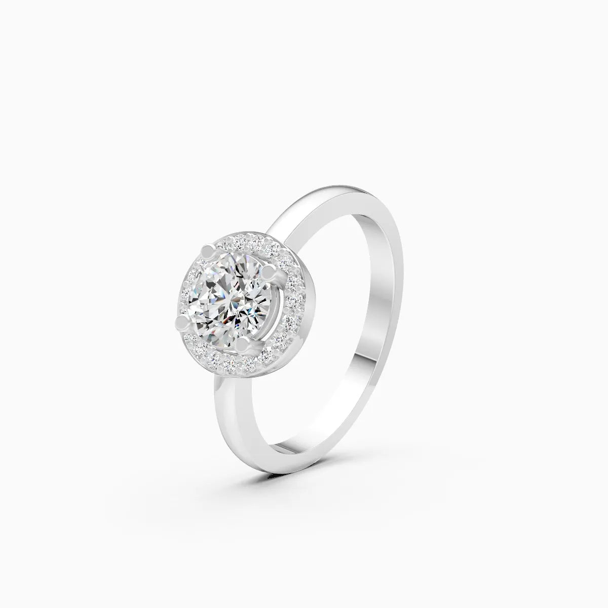 Round Halo Solitaire Engagement Ring