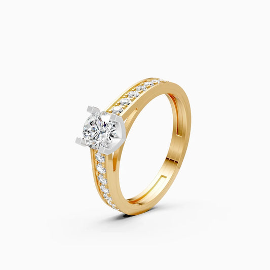 Round Solitaire Side Accents Lab Diamond Ring