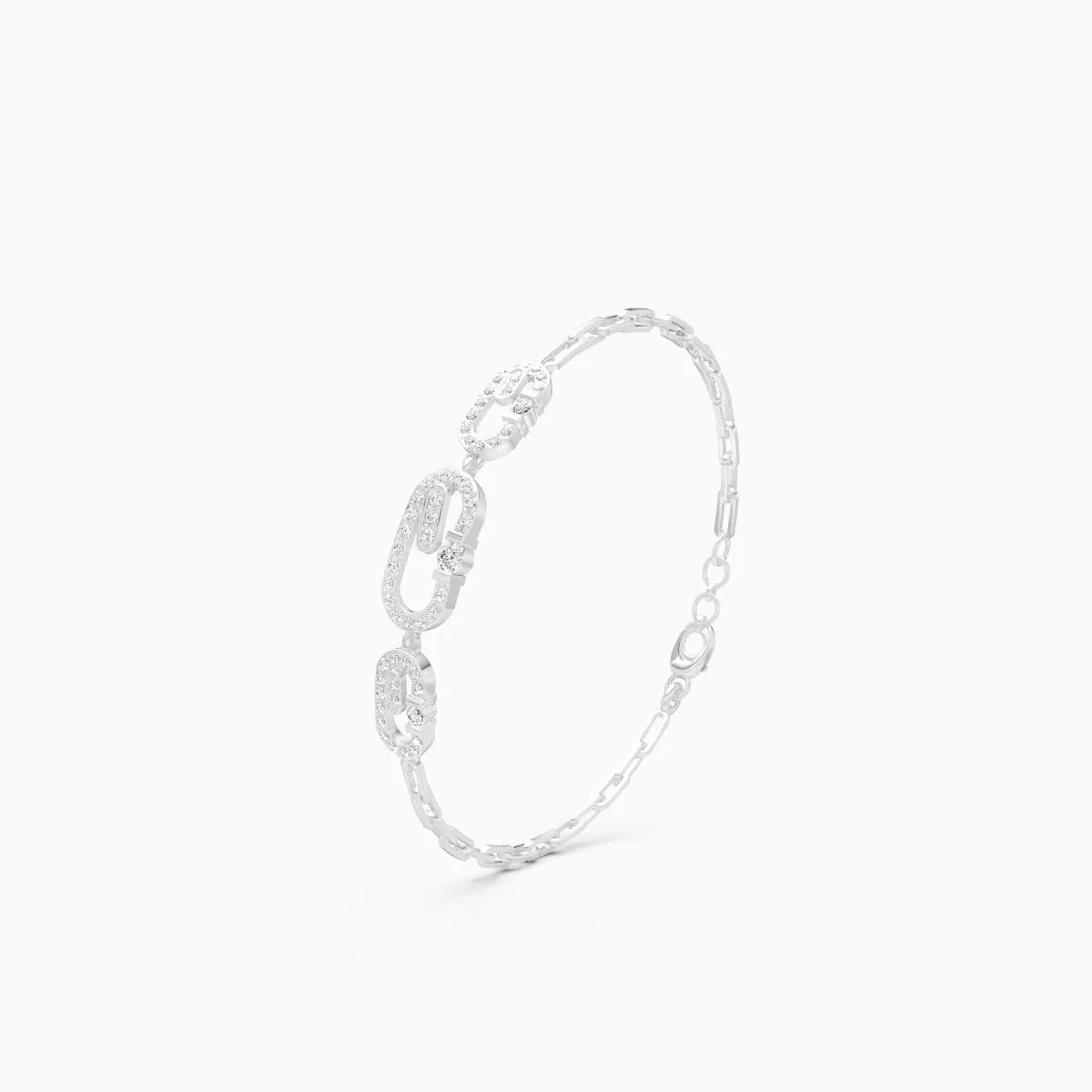 Stacked Style Diamond Charms With Links Bracelet
