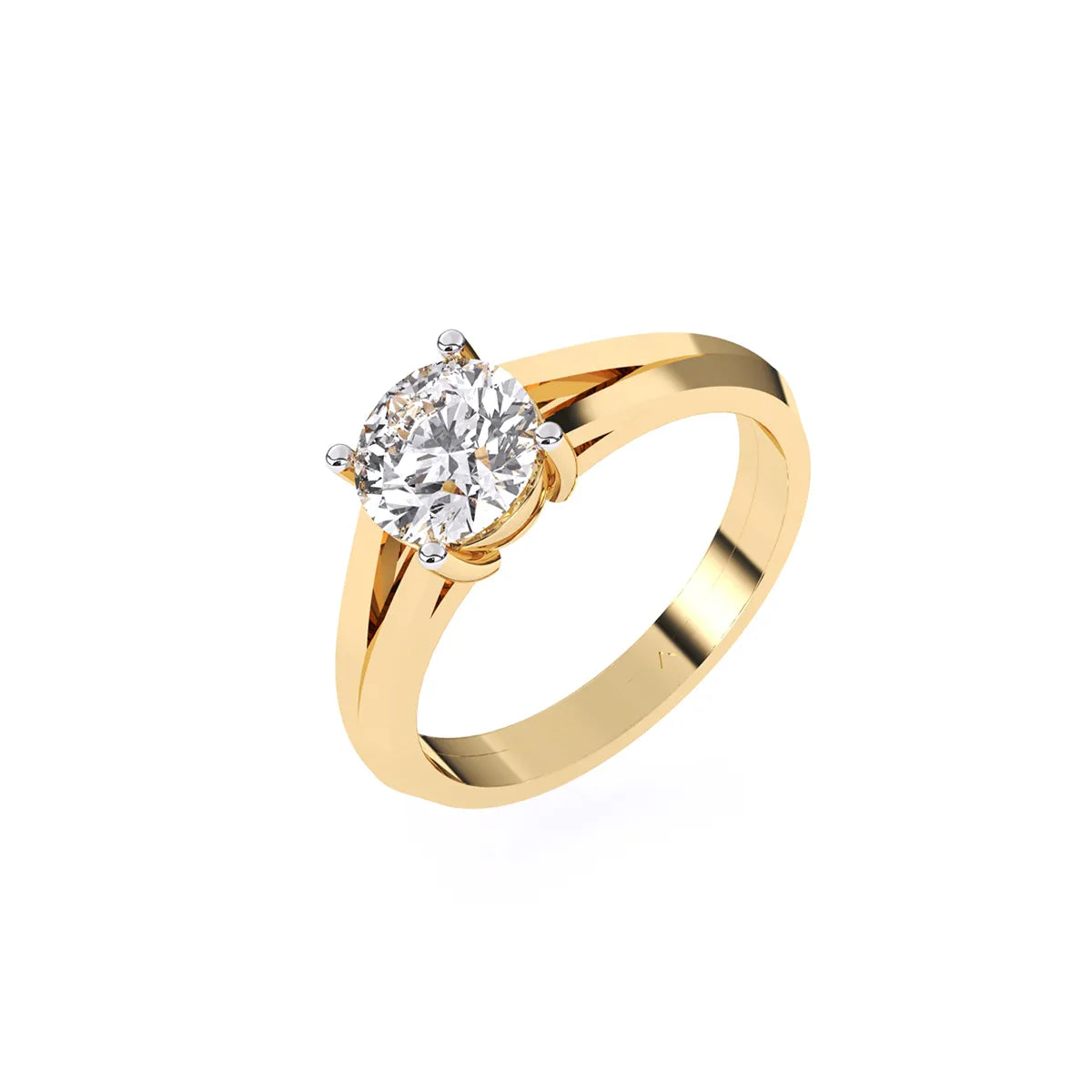 Lavish Split Shank Round Solitaire Ring