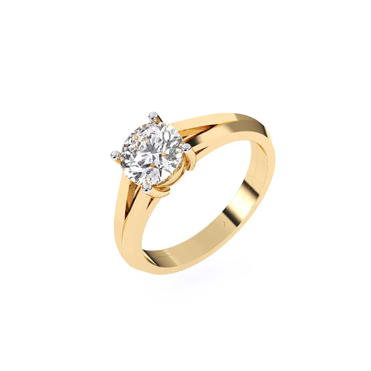 Lavish Split Shank Round Solitaire Ring