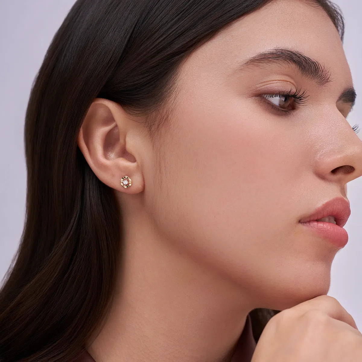 Round Floral Stud Earrings