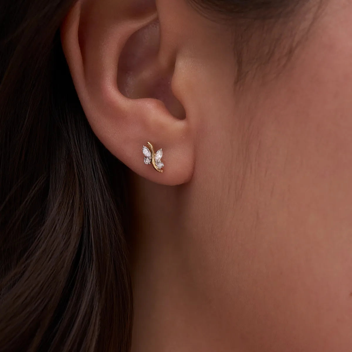 Marquise Leaf Curve Studs
