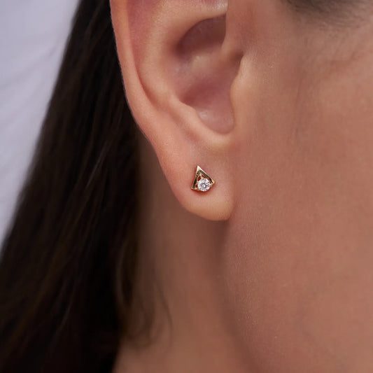 Minimal Geometric Diamond Stud Earrings