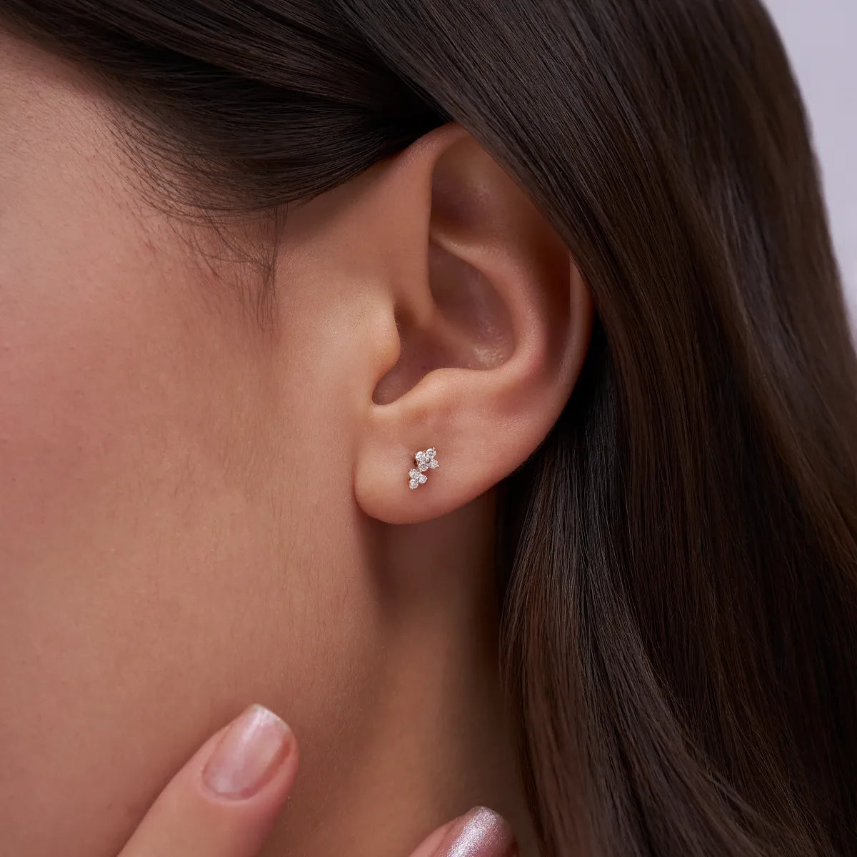 Two-Tier Quatrefoil and Trefoil Diamond Cluster Stud Earrings
