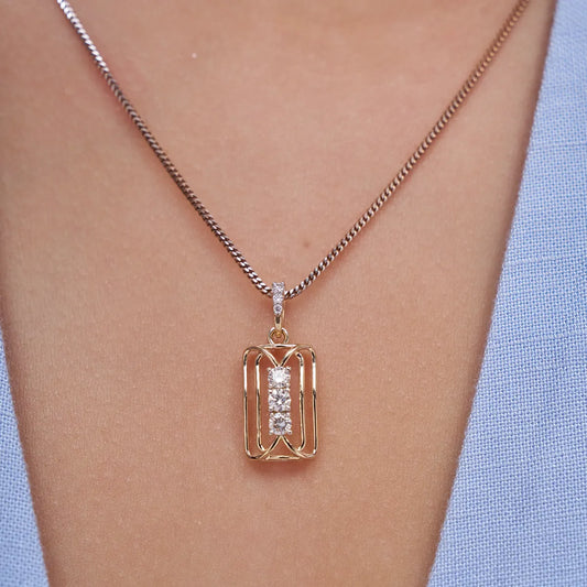 Geometric Diamond Bar Pendant