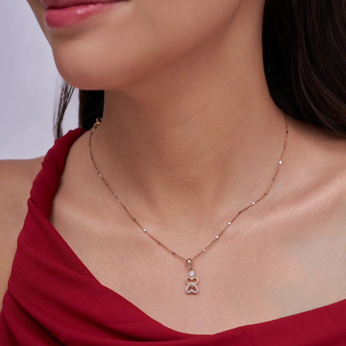 Round Diamond Heart Infinity Pendant