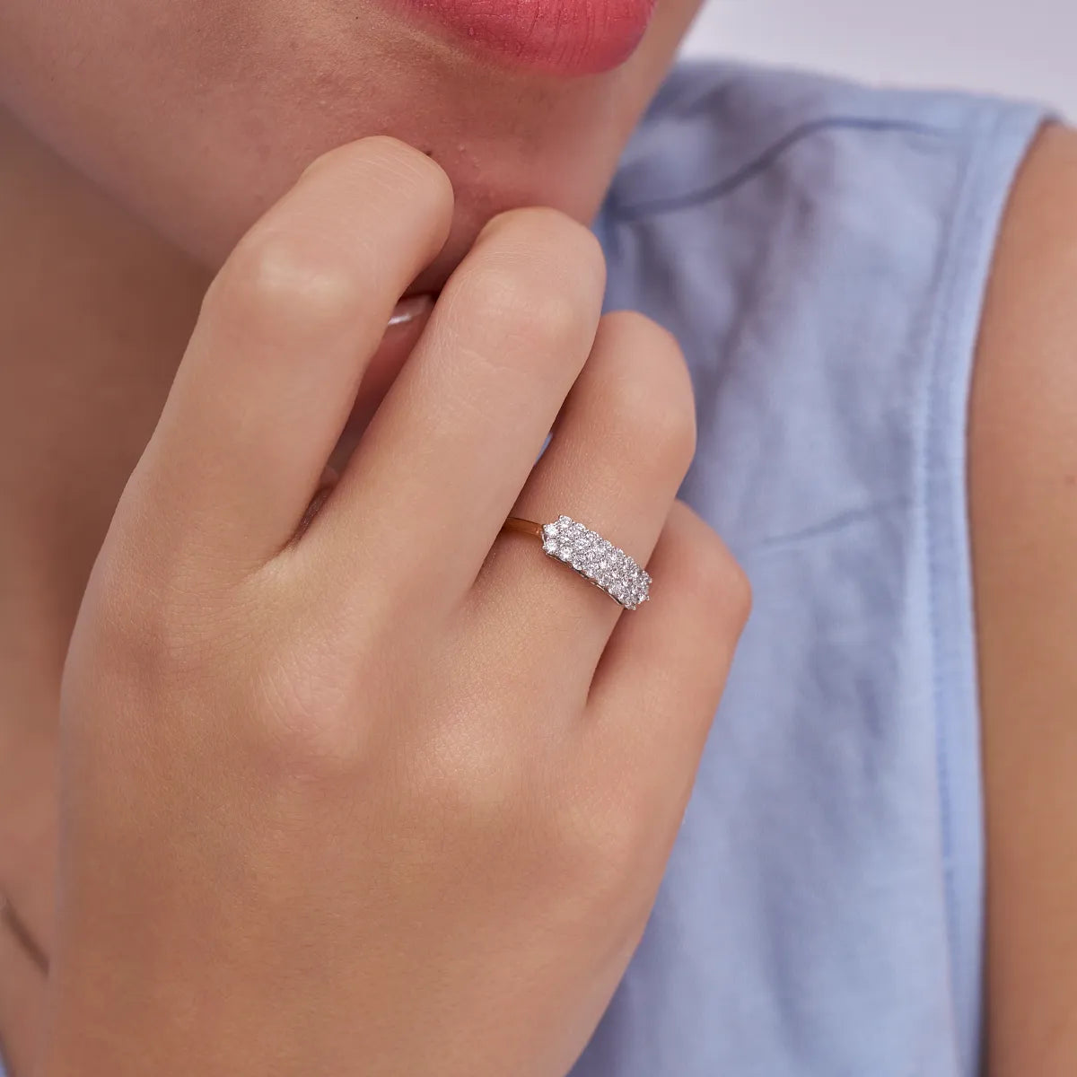 Delicate Double Row Lab Grown Diamond Ring