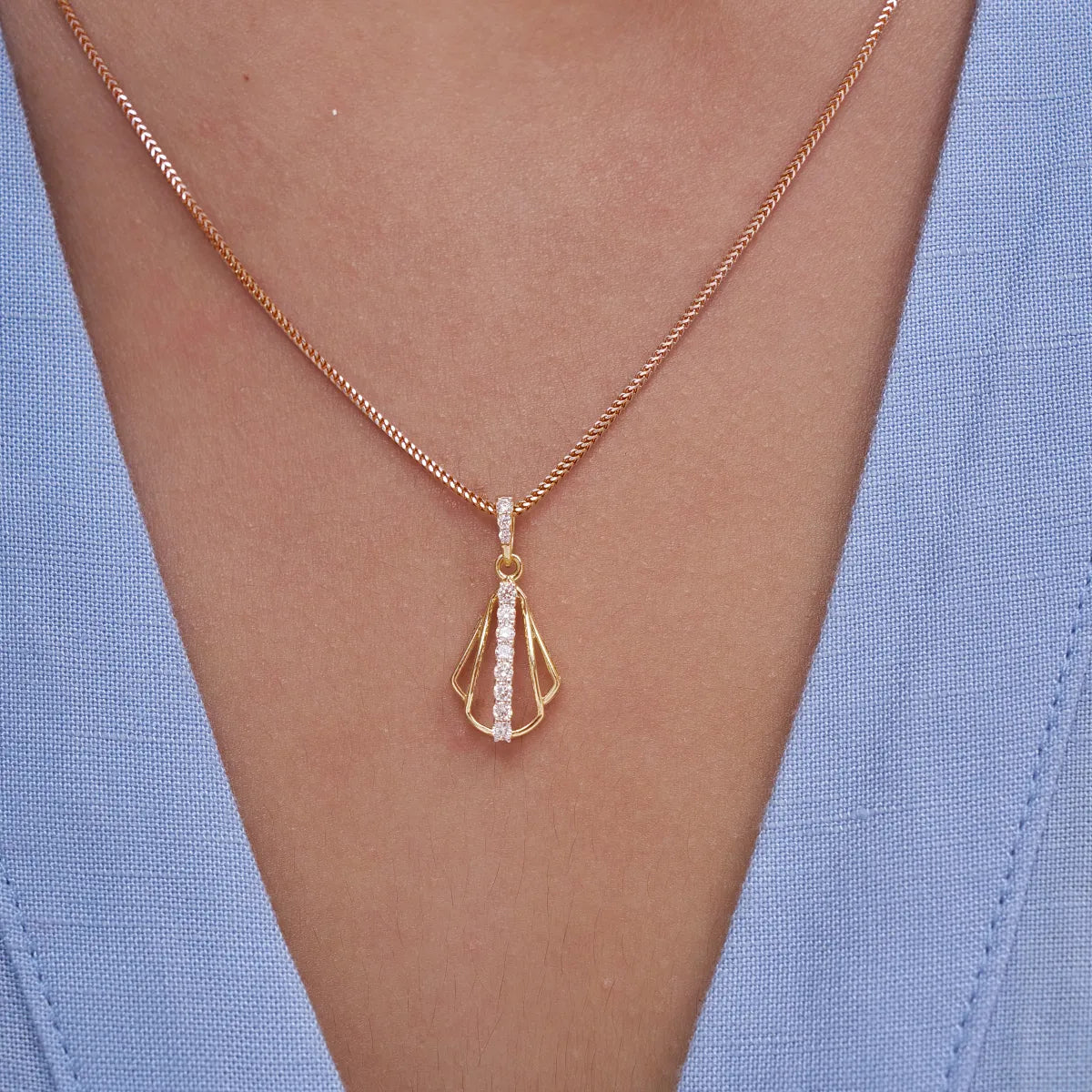 vertical line Diamond Pendant